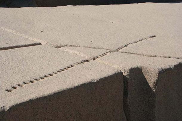 The Evidence is Cut in Stone: A Compelling Argument for Lost High Technology in Ancient Egypt An-unfinished-Egyptian-obelisk-at-Aswan-with-holes-showing-how-the-granite-would-be-split