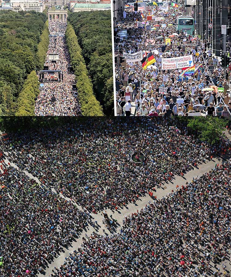 Protesta contra la pandemia planificada Berlín 1