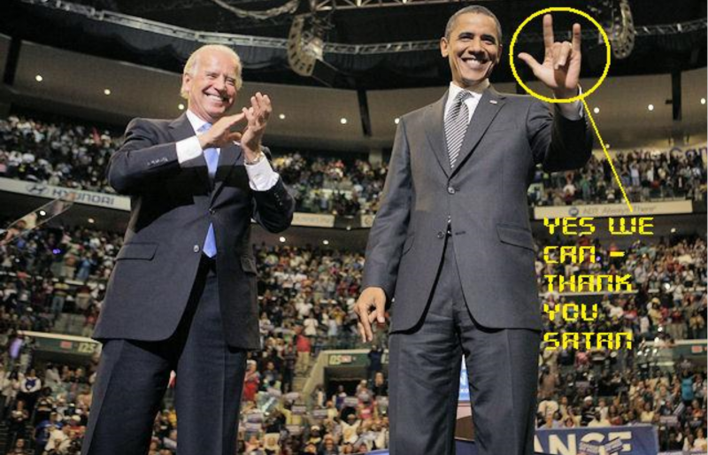 Joe Biden and Obama - Satanists - il cornuto - hand sign