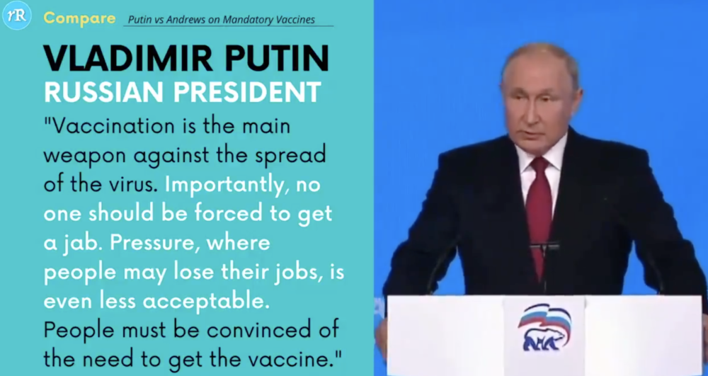 putin opposes mandatory jabs – job loss pressure is 'even less acceptable'